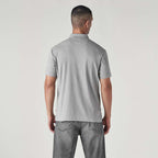 MEN'S TEXTURED GREY RIBBED POLO T-SHIRT - GREY