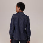 LEVI'S® WOMEN'S HERITAGE WESTERN DENIM SHIRT - MED INDIGO - WORN IN