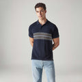 MEN'S STRIPED NAVY POLO T-SHIRT - BLUE