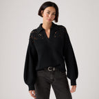 LEVI'S® WOMEN'S BIANCA CROCHET POLO SWEATER - MULTI COLOUR