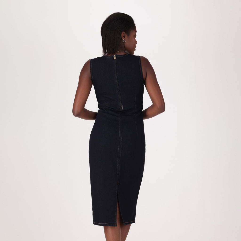 LEVI'S® WOMEN'S COLUMN MIDI DRESS - DARK WASH