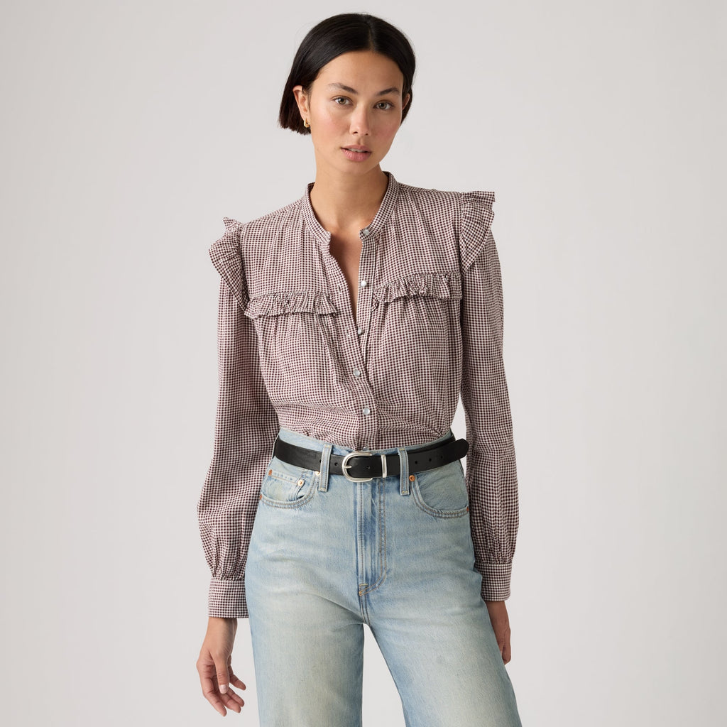 LEVI'S® WOMEN'S GIANNA LONG-SLEEVE BLOUSE - RED