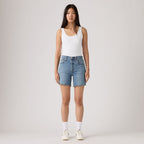 LEVI'S® WOMEN'S 501® MID-THIGH SHORTS - MED INDIGO - WORN IN