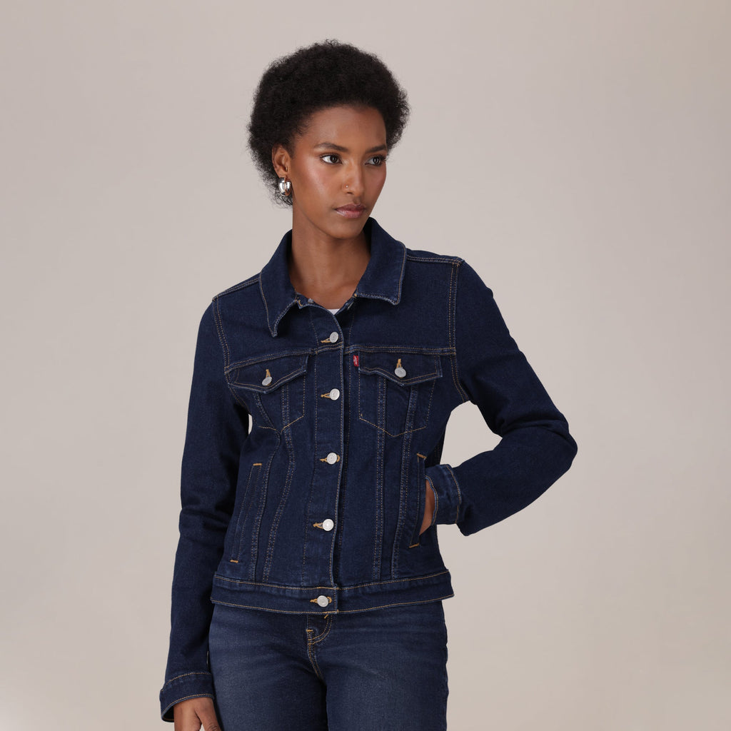 LEVI'S® WOMEN'S ORIGINAL TRUCKER JACKET - DARK INDIGO - FLAT FINISH