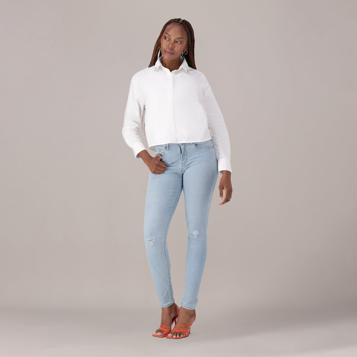LEVI'S® WOMEN'S CURVY HIGH-RISE SUPER SKINNY  - MED INDIGO - WORN IN