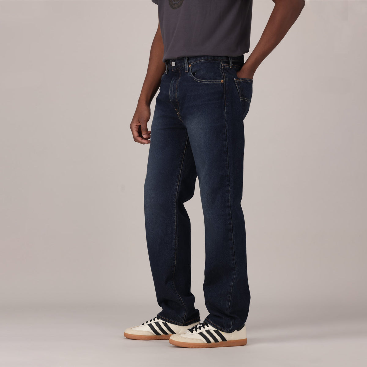 LEVI'S® MEN'S 555™ RELAXED STRAIGHT JEANS - DARK INDIGO - WORN IN