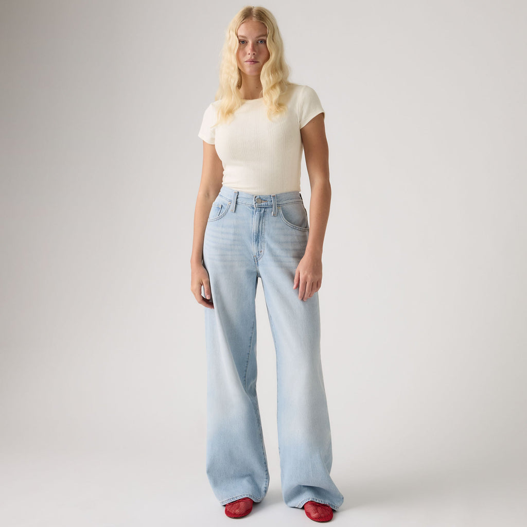 LEVI'S® WOMEN'S CINCH WIDE LEG JEANS - MED INDIGO - WORN IN