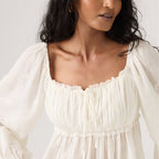 LEVI'S® WOMEN'S OTTIE LONG SLEEVE BOHO BLOUSE - WHITE
