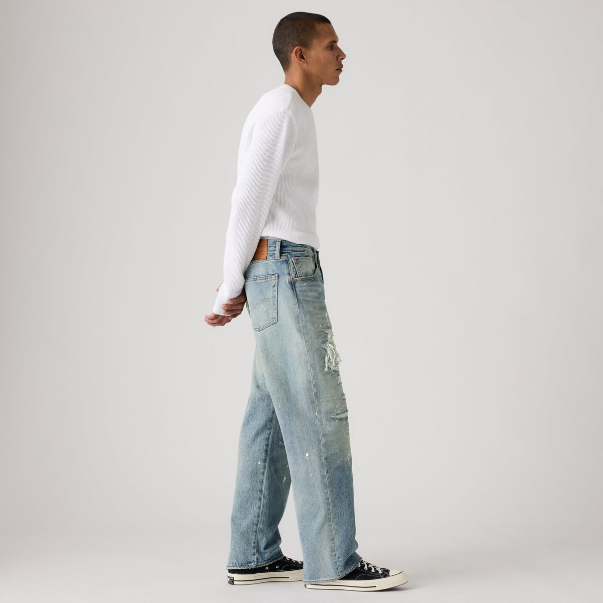 LEVI'S® MEN'S 501® LOOSE JEANS - MED INDIGO - WORN IN