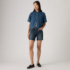 LEVI'S® WOMEN'S 501® MID-THIGH SHORTS - DARK INDIGO - WORN IN