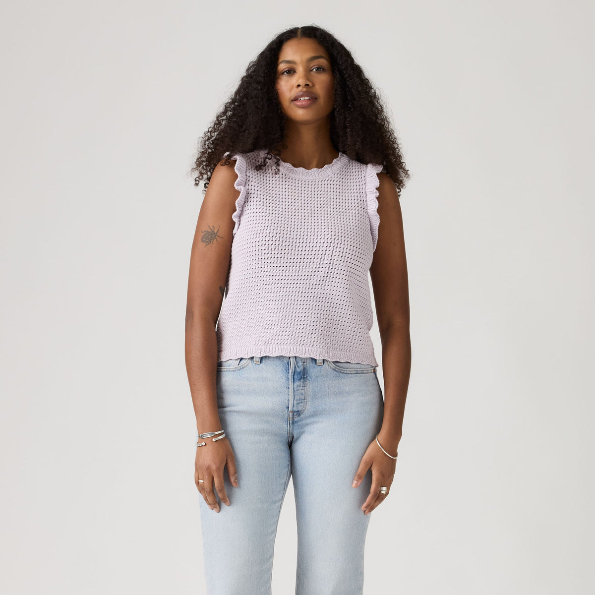 LEVI'S® WOMEN'S LULU FLUTTER SLEEVE SWEATER TANK - PURPLE