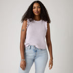 LEVI'S® WOMEN'S LULU FLUTTER SLEEVE SWEATER TANK - PURPLE