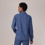LEVI'S® WOMEN'S HERITAGE WESTERN DENIM SHIRT - MED INDIGO - WORN IN