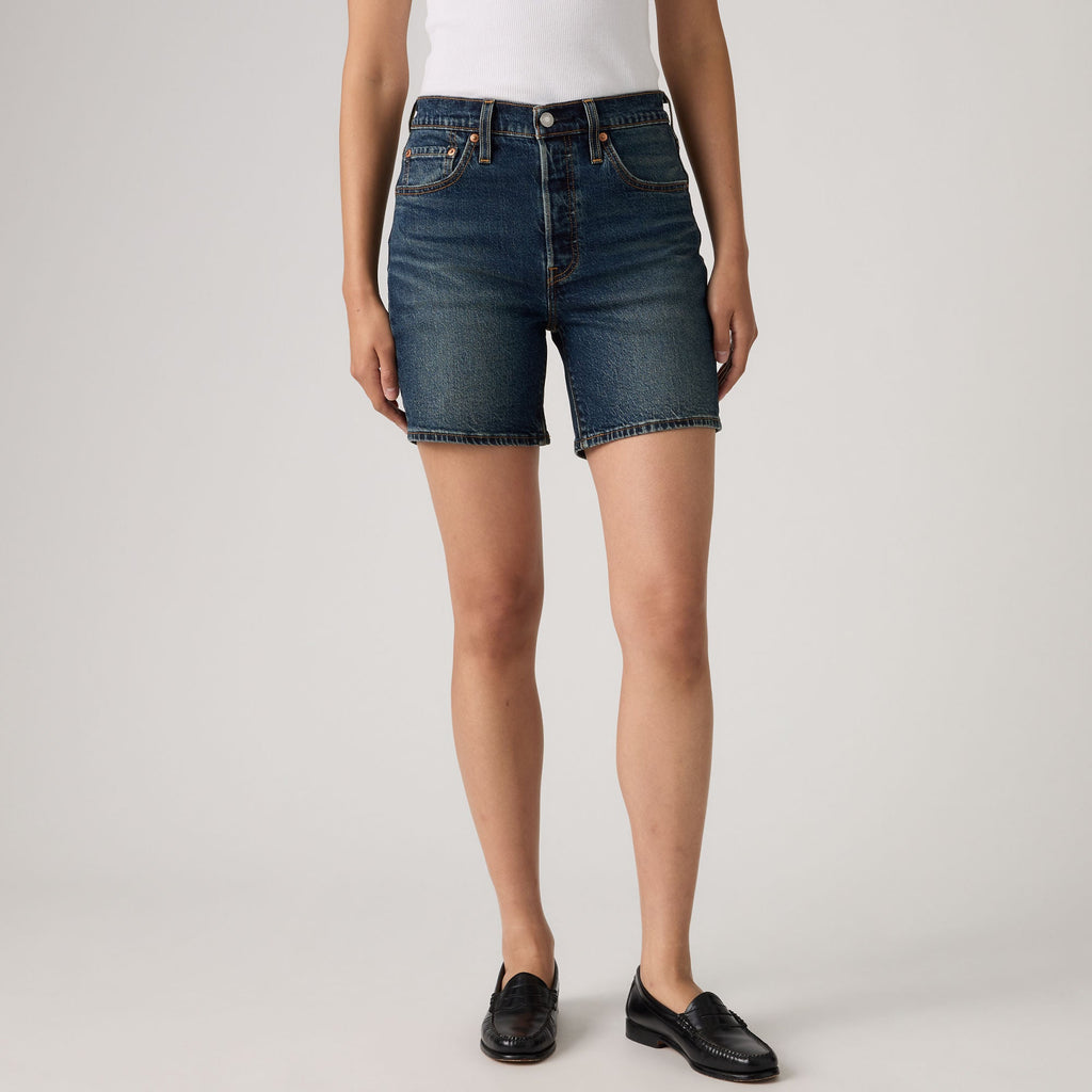 LEVI'S® WOMEN'S 501® MID-THIGH SHORTS - DARK INDIGO - WORN IN
