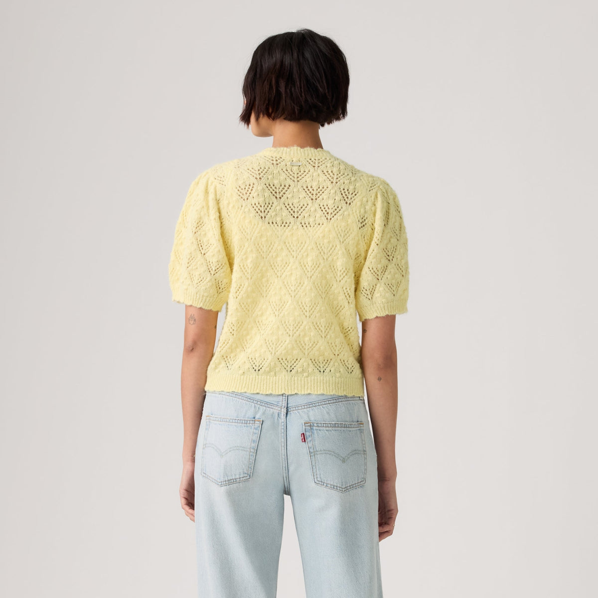 LEVI'S® WOMEN'S PAULINE POINTELLE SHORT-SLEEVE CARDIGAN - YELLOW