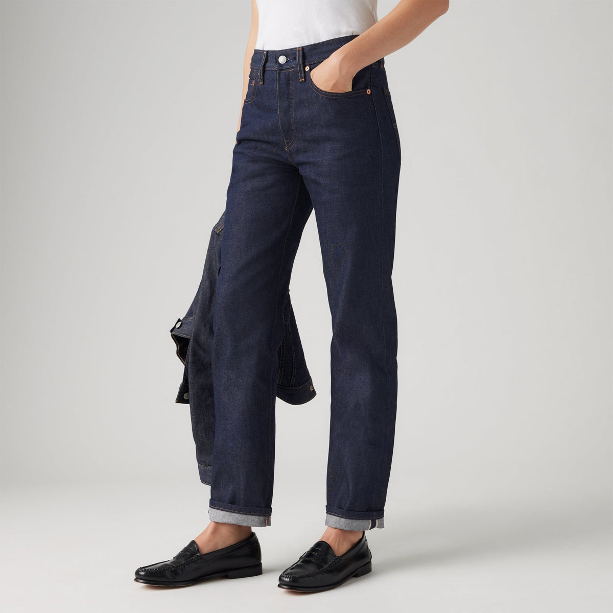 LEVI'S® WOMEN'S 501® ORIGINAL SELVEDGE JEANS - DARK INDIGO FLAT FINISH