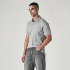 MEN'S TEXTURED GREY RIBBED POLO T-SHIRT - GREY