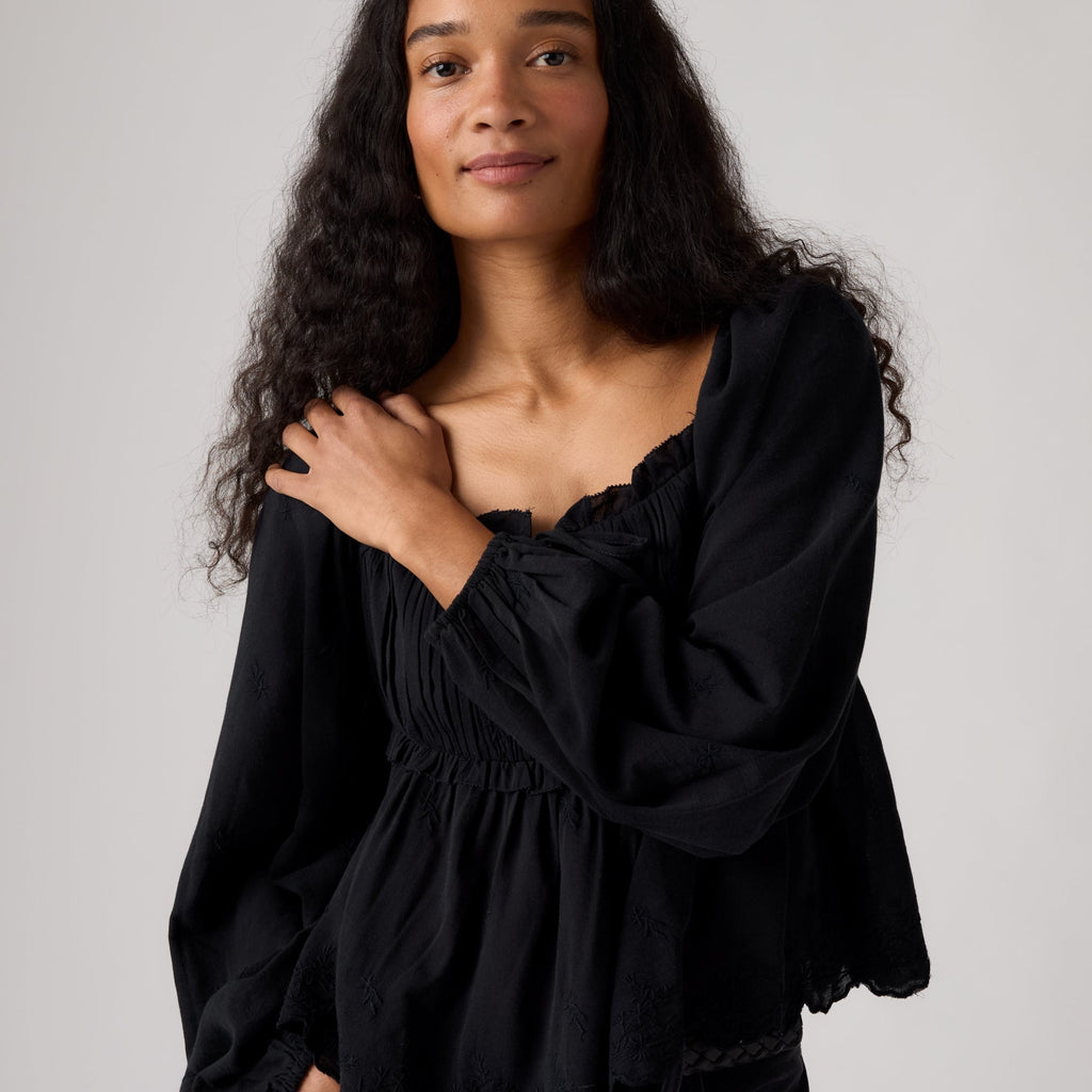LEVI'S® WOMEN'S OTTIE LONG SLEEVE BOHO BLOUSE - BLACK