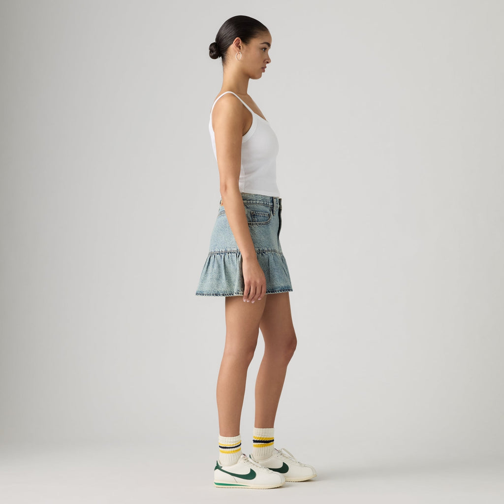 LEVI'S® WOMEN'S FLOUNCE MINI SKIRT - MED INDIGO - WORN IN