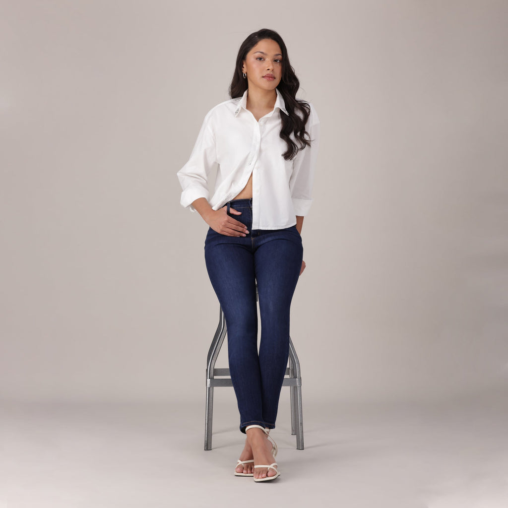 LEVI'S® WOMEN'S 720 HIGH-RISE SUPER SKINNY JEANS - DARK INDIGO - WORN IN