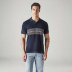 MEN'S STRIPED NAVY POLO T-SHIRT - BLUE