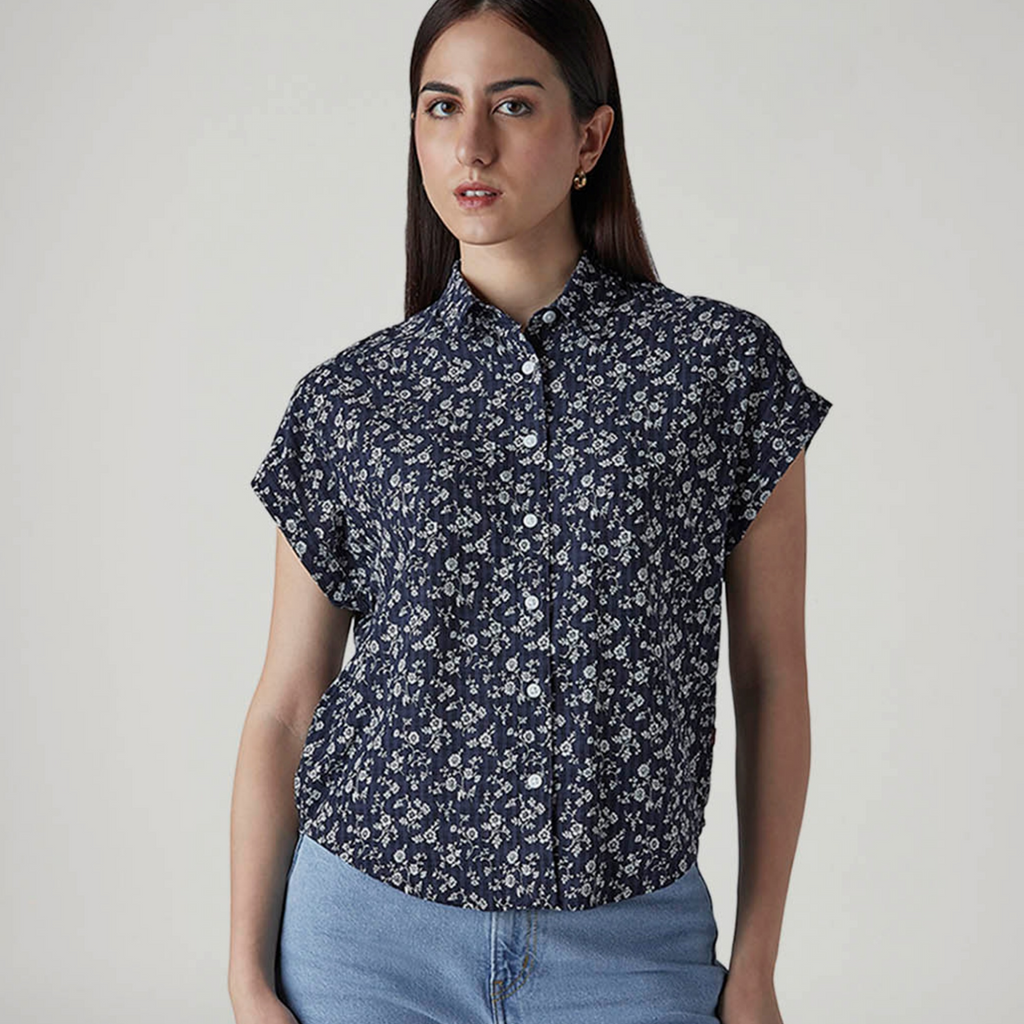 LEVI'S® WOMEN'S FLORAL REGULAR FIT EASY SHIRT  - NAVY