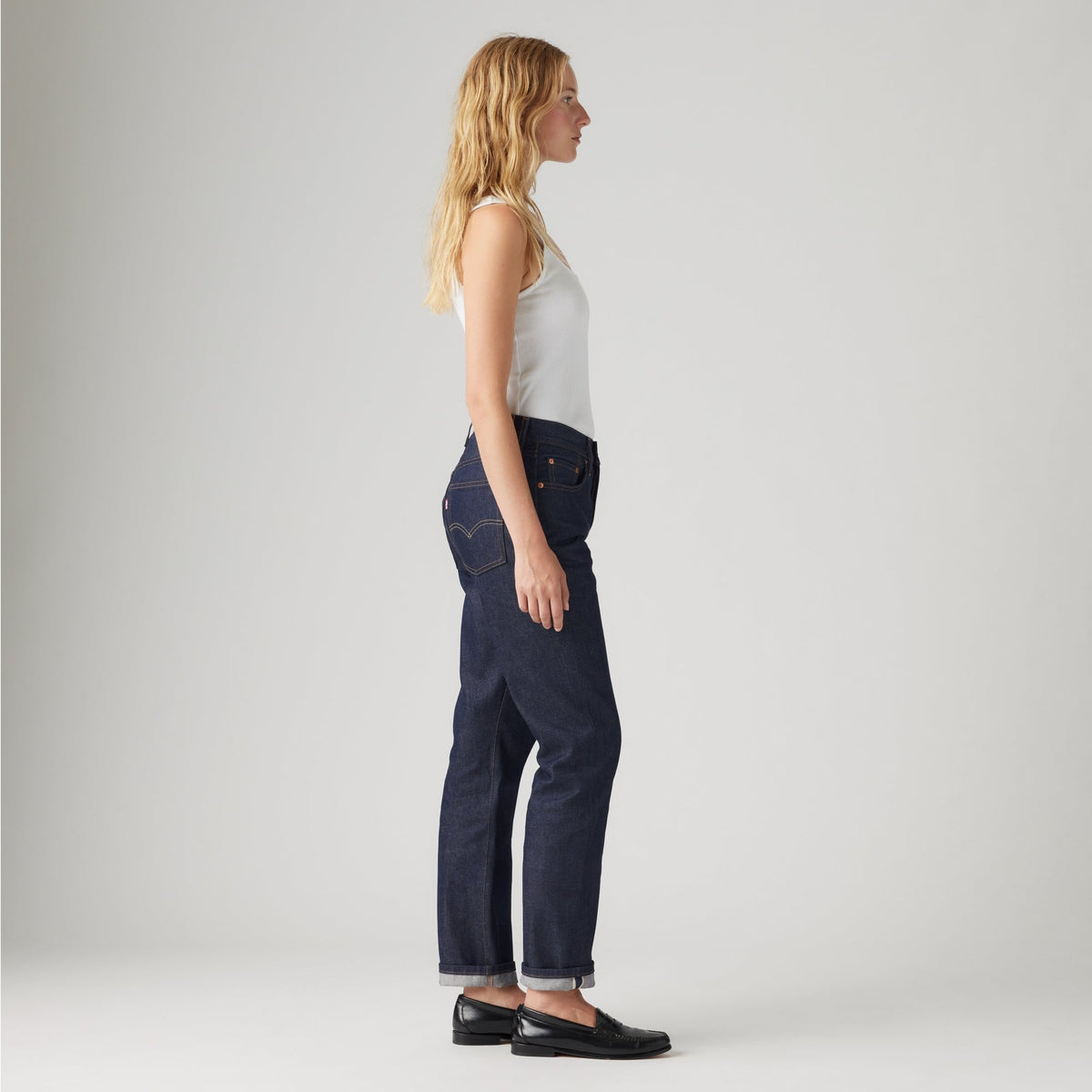 LEVI'S® WOMEN'S 501® ORIGINAL SELVEDGE JEANS - DARK INDIGO FLAT FINISH