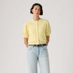 LEVI'S® WOMEN'S PAULINE POINTELLE SHORT-SLEEVE CARDIGAN - YELLOW